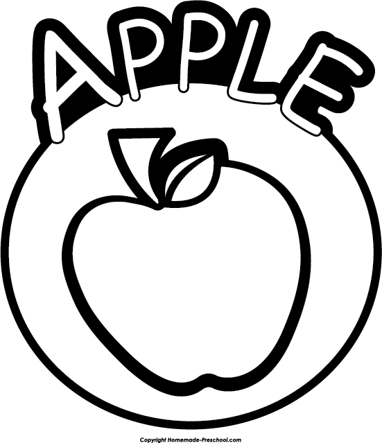 Smartness Teacher Apple Clipart Black White And Free - Apple Clipart Black And White (551x639)