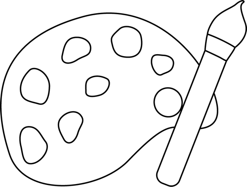 Black And White Paint Palette And Brush - Paints Black And White (500x380)