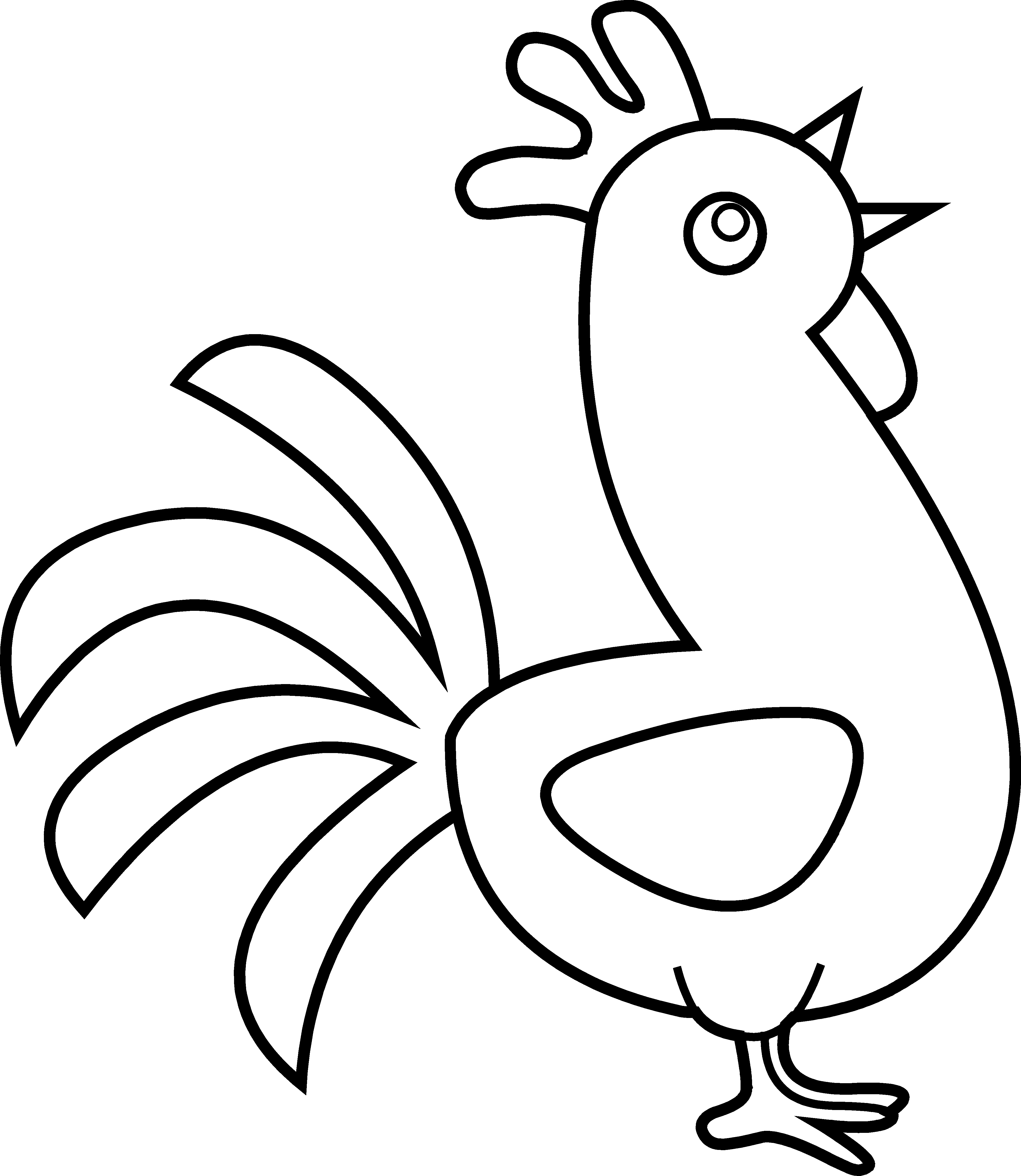 Rooster Clip Art Medium Size - Cute Rooster Clipart Black And White (4070x4688)
