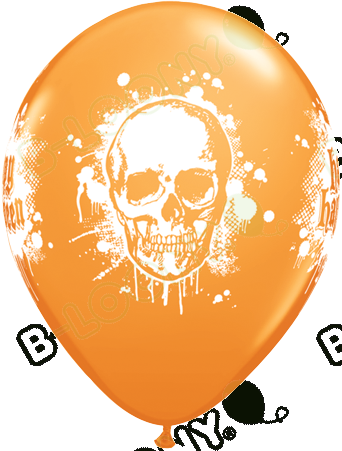 11 Inch Latex Balloons Halloween Haunted Skull Orange - Free Halloween Transparent Skulls (342x451)