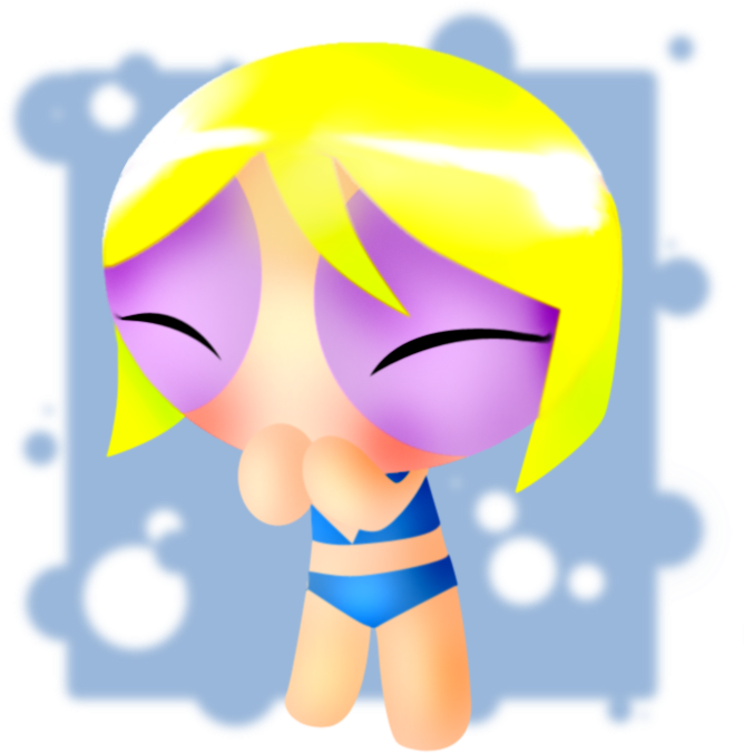 Bubbles The Beach Puff By Powerdupgal-ppg - Bubbles With Long Hair (678x687)