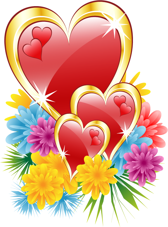 Hearts Scraps, Hearts Glitters, Comments, Images, Pictures - Love Heart And Flowers (575x776)