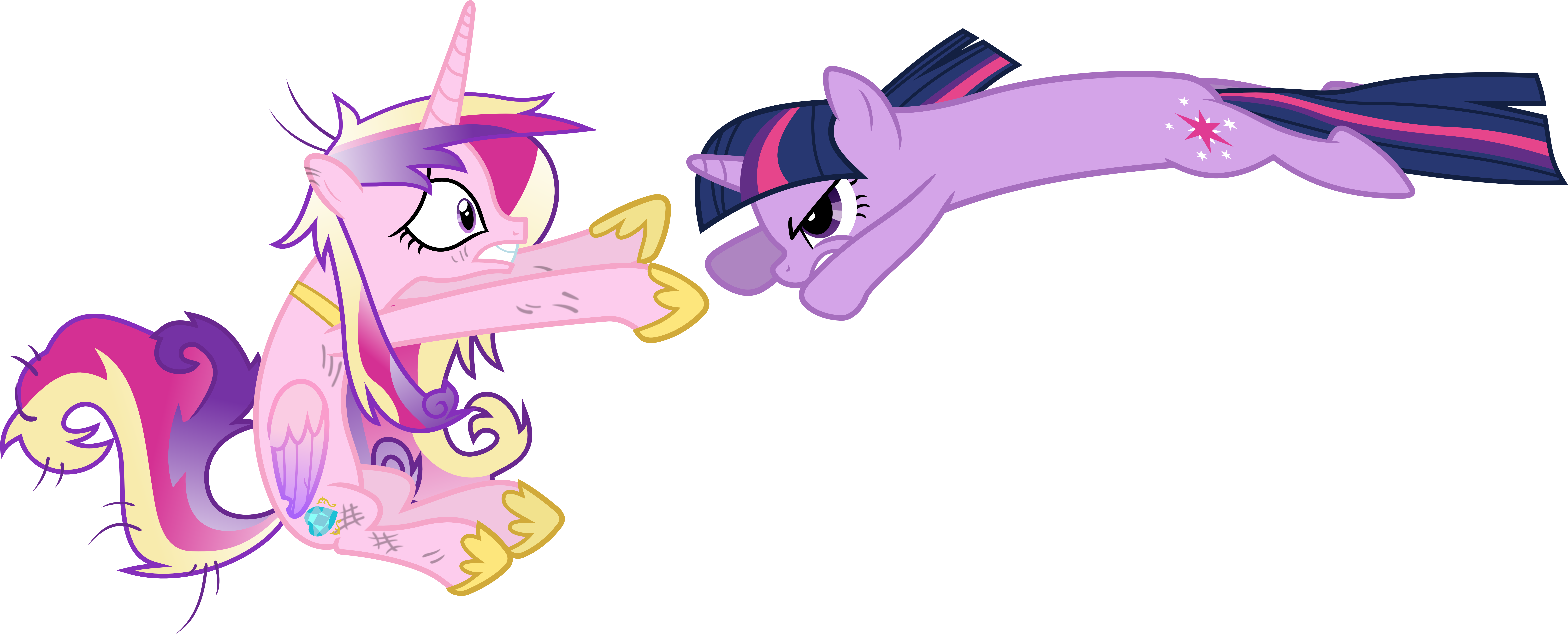 Twilight Sparkle Attacks Princess Cadance By 90sigma - Princess Twilight Sparkle And Princess Cadence (9680x3910)