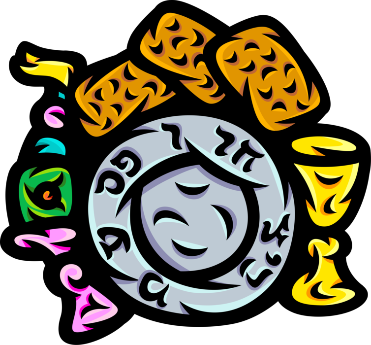 Vector Illustration Of Hebrew Jewish Holiday Celebration - Vector Illustration Of Hebrew Jewish Holiday Celebration (754x700)