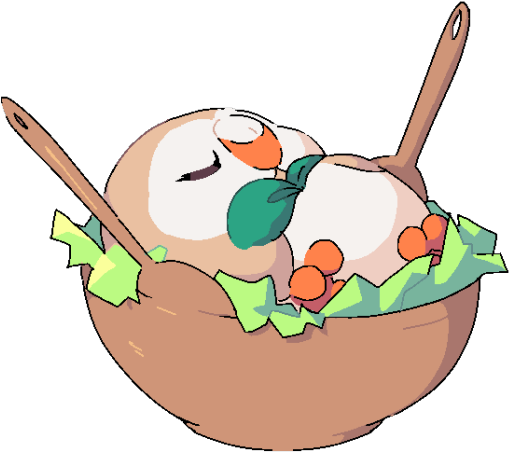 Rowlet Sitting In A Salad Bowl - Pokémon Go (579x519)