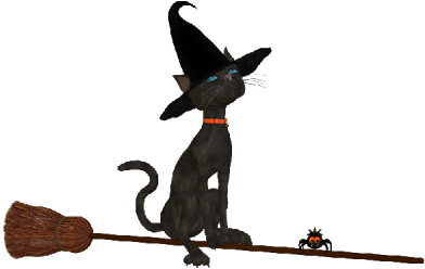 Halloween Black Cat Cartoon Clip Art - Надпись Хелуин Пнг (400x400)
