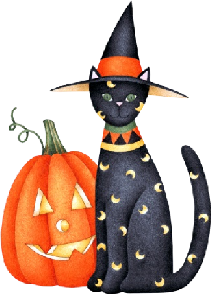 Cat With Pumpkin Cartoon Halloween Images - Gifs Animés Chat Halloween (600x600)
