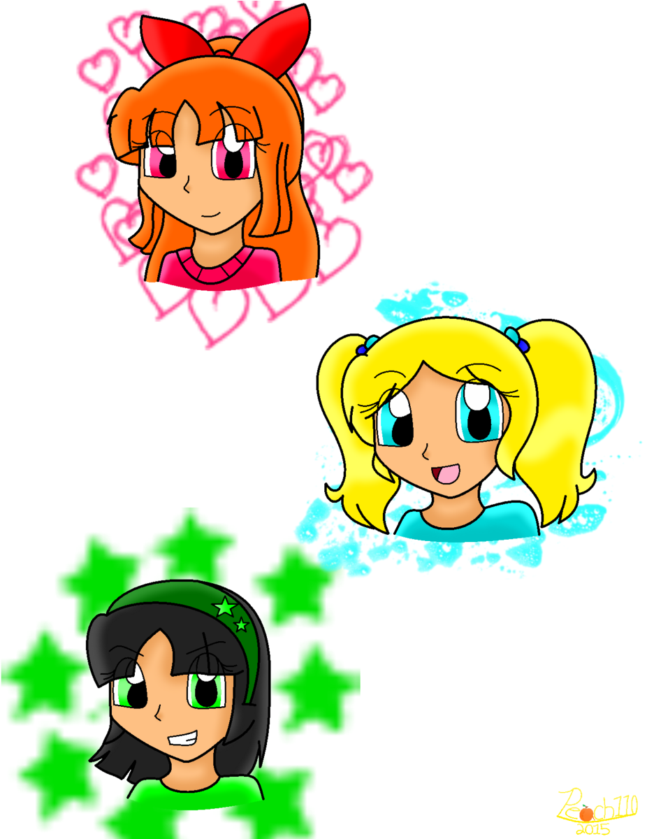 Ver) The Powerpuff Girls By Peach110 - Cartoon (1024x1199)