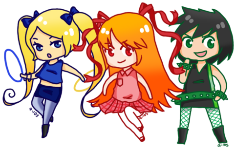 Powerpuff Girls Wallpaper Containing Anime Titled Powerpunk - Anime Powerpunk Girls (500x313)