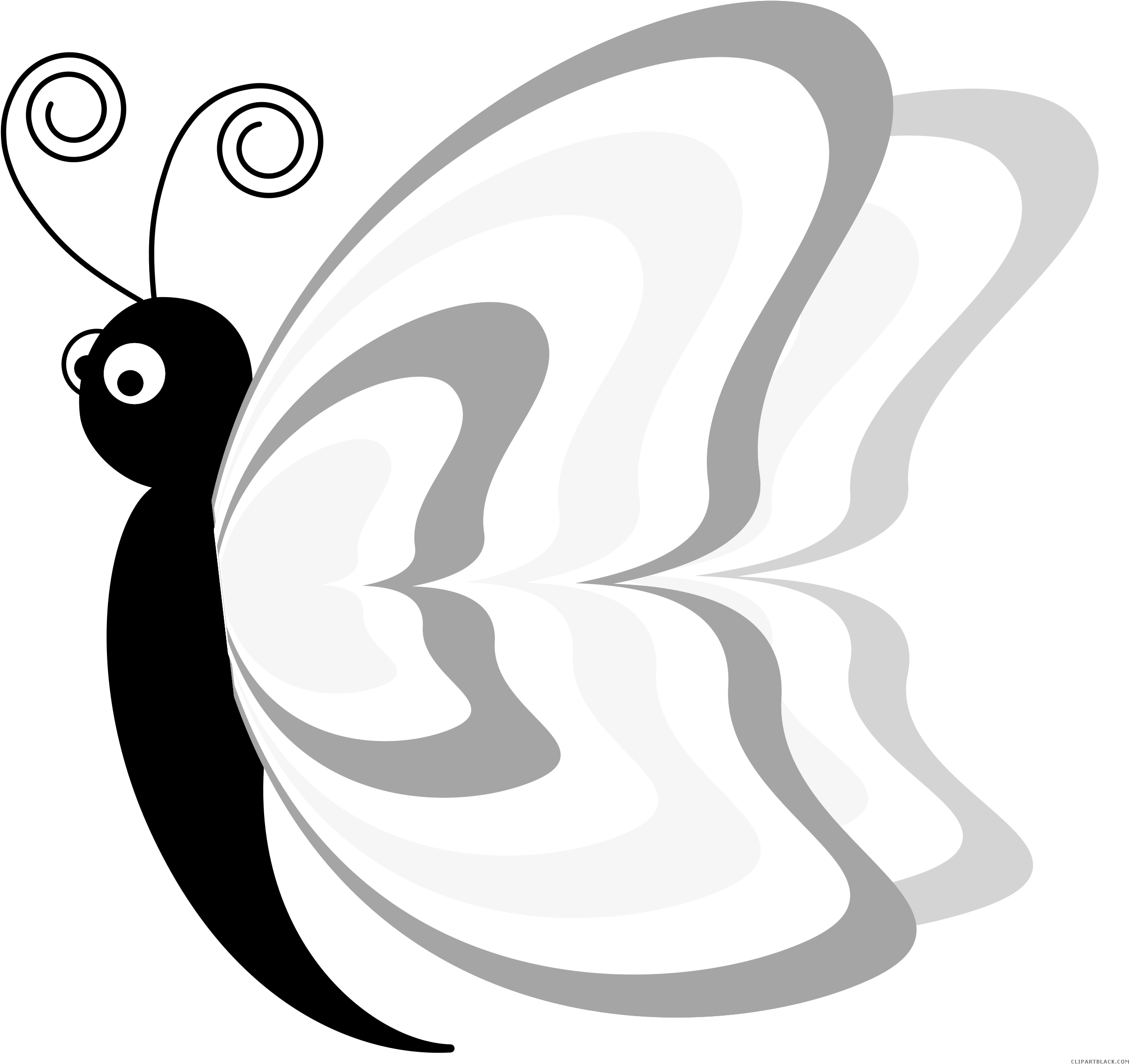 Cartoon Butterfly Animal Free Black White Clipart Images - Butterfly Cartoon (2500x2333)