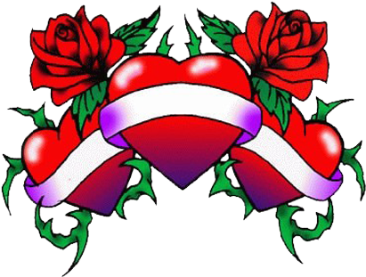 Love Tattoo Clipart Border - Rose And Heart Tattoo Designs (450x339)