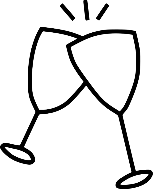Pin Black And White Wine Glass Clipart - Cheers Glass Drawing (648x800)