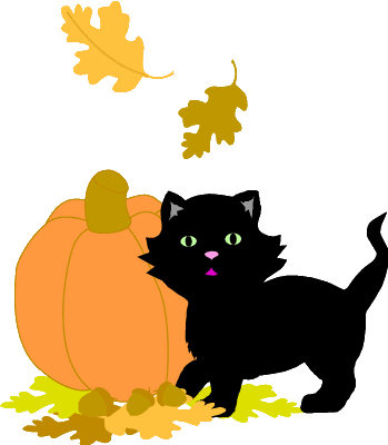 A To Z Kids Stuff Pumpkins - Black Cat With Pumpkin Clipart (349x400)