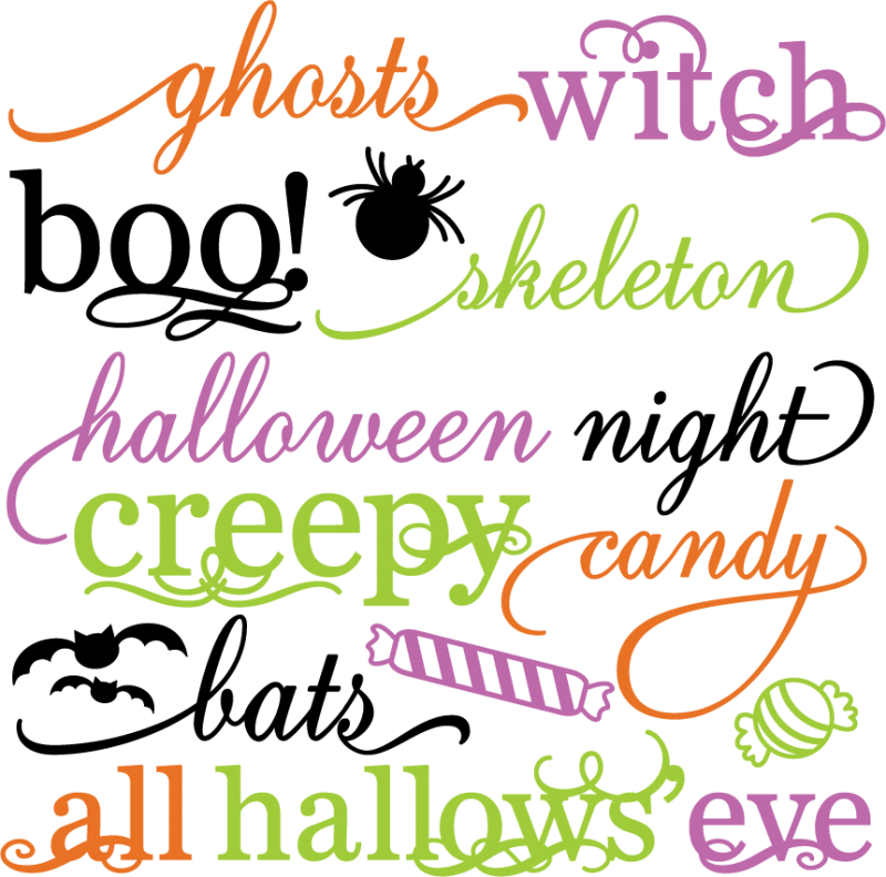 Halloween Words Set Svg Scrapbook Title Spiderweb Svg - Halloween Words And Phrases (800x792)