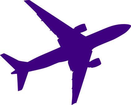 Airplane, Silhouette, Purple, Plane, Jet - Airplane Clipart (422x340)