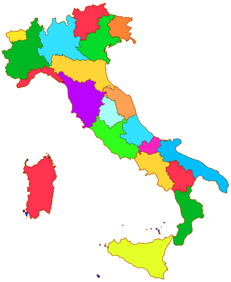 Clipart Italia Regioni - Italy Flag Over Country (760x930)