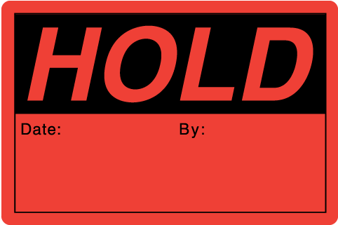 Hold 2" X 3" Rectangle Black On Fluorescent Red Stickers - Reject Sticker Quality Control (500x500)