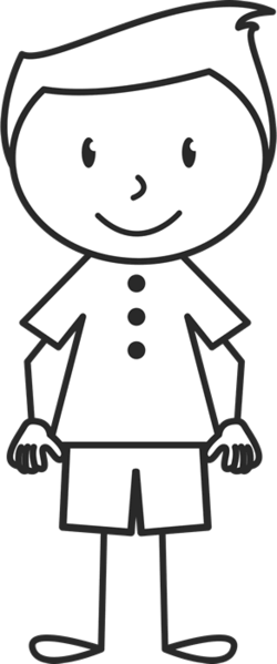 Boy With Perfect Hair And Button Up Shirt Stamp - Stick Figure With Glasses (250x599)