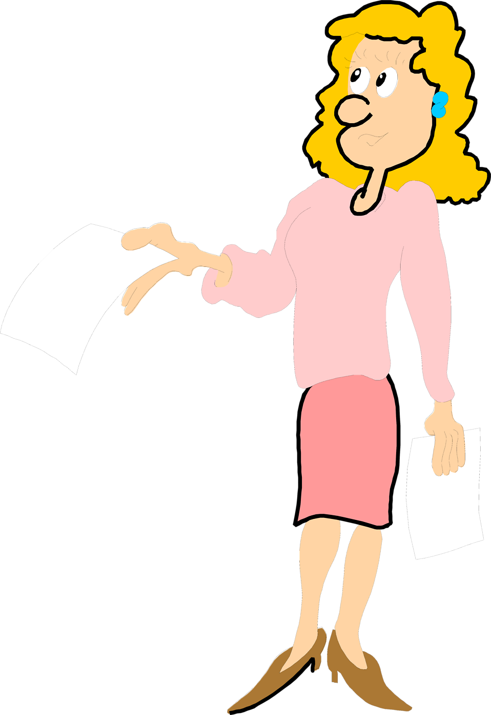 Illustration Of A Business Woman Holding A Blank Paper - Illustration Of A Business Woman Holding A Blank Paper (958x1393)