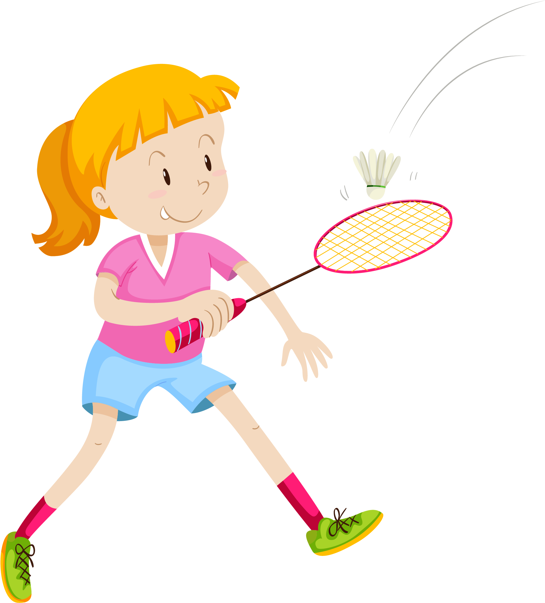Badmintonracket Girl Illustration - Badminton Cartoon (2307x2738)
