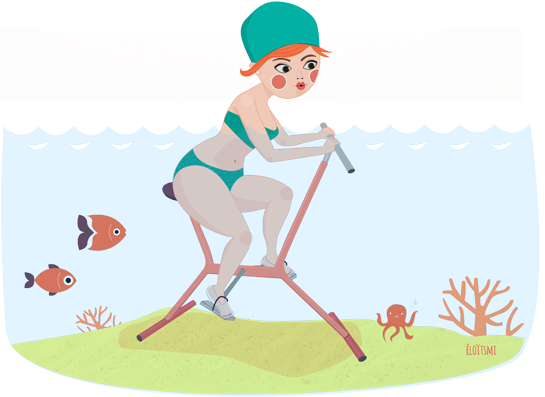 Illustration Elodie Ascenci Pour Paulette Depuis Que - Pédaler Dans L Eau (555x411)