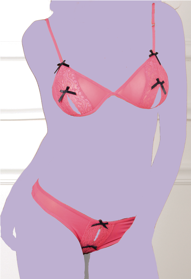 Peek A Boo Bra And Thong Set - Lingerie Top (1024x1024)