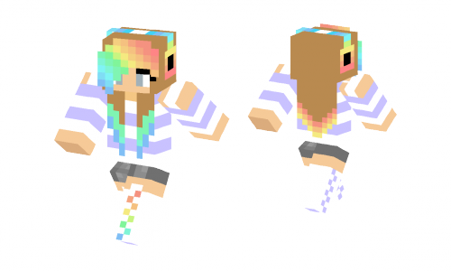Rainbow Cute Minecraft Skin (500x300)