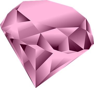 Pink Gem 1 Clip Art At Clker - Clipart Diamond Heart (363x340)