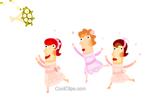Women Catching The Wedding Bouquet Royalty Free Vector - Pegando O Buque Png (480x315)