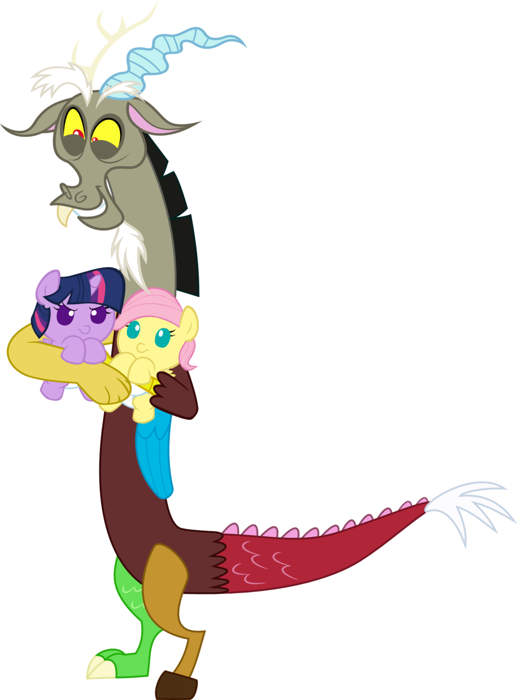 Discord Hugs Baby Twily And Fluttershy By - Fluttershy As A Baby (1024x1385)
