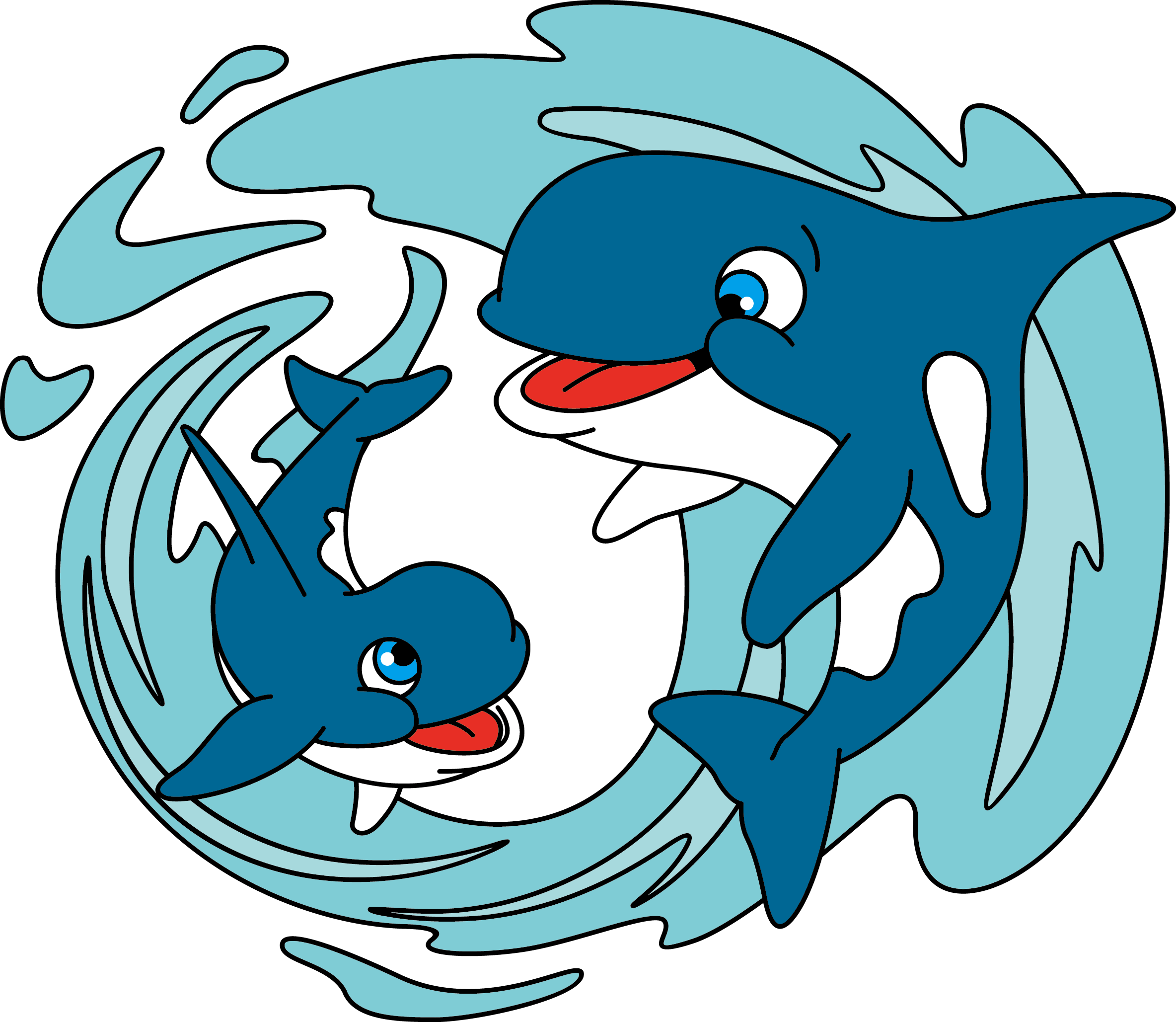 Cartoon Drawing Clip Art - Дельфиненок Рисунок (2368x2057)