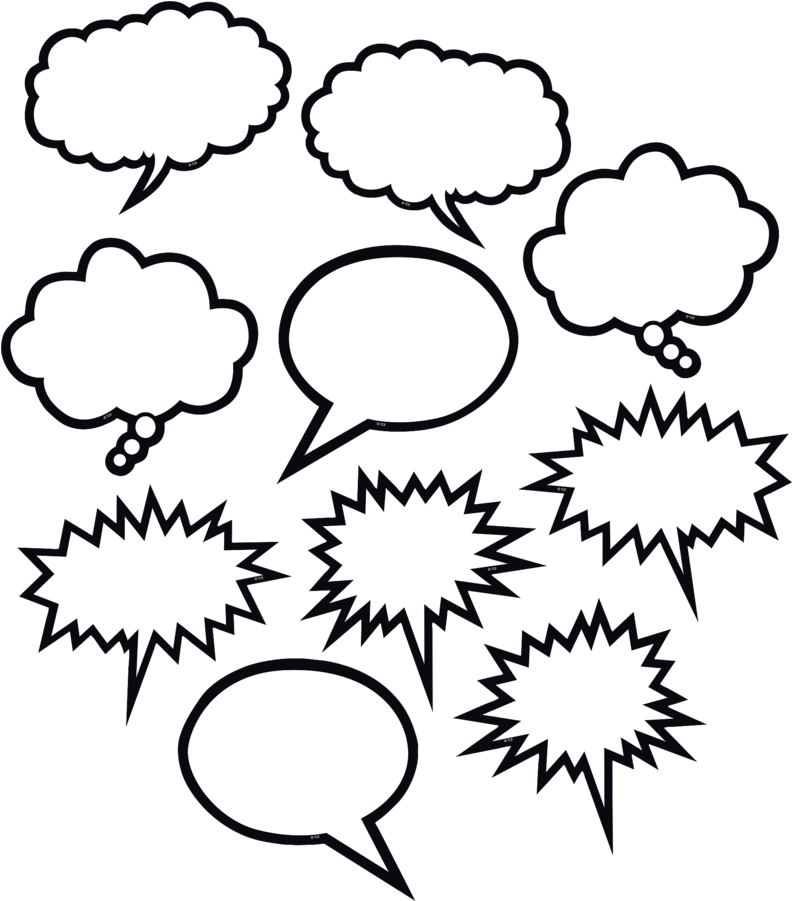 Black & White Speech / Thought Bubble Cut Out Cards - Thought Bubbles (900x900)