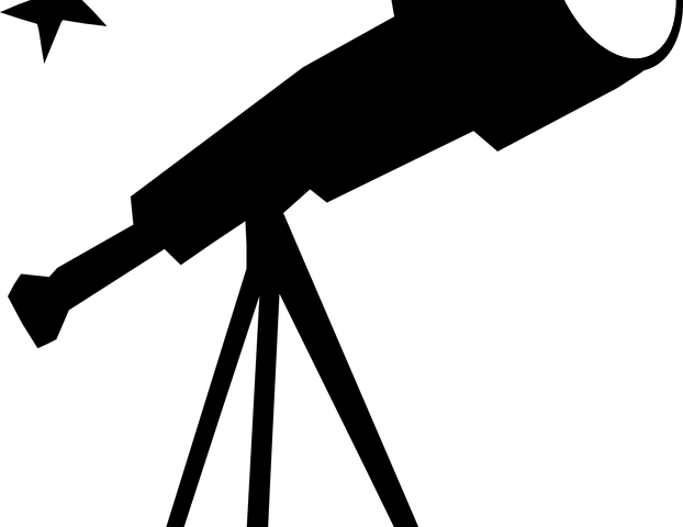 Astronomy Night At The Museum - Telescope Clipart Black And White (622x480)