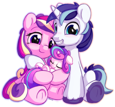 A Proud Horse Family Portrait - Princess Cadence Shining Armor And Flurry Heart (500x393)