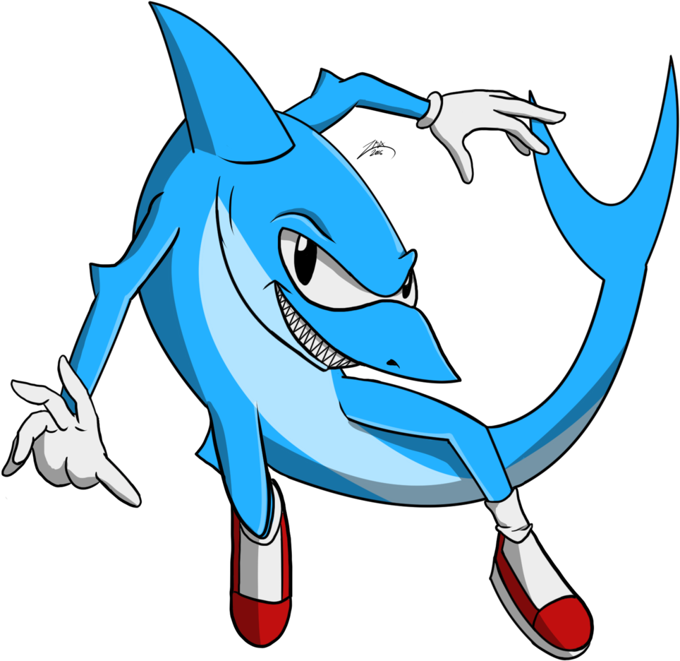 Shark Marine Mammal Cartoon Clip Art - Sonic Jump The Shark (1024x1205)