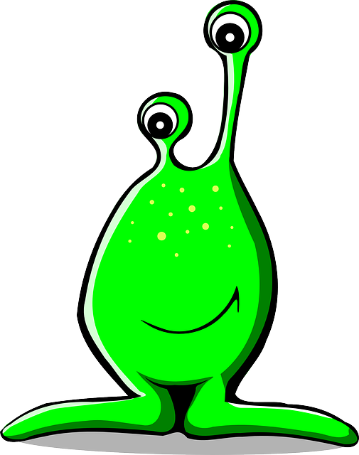 Green, Eyes, Looking, Frog-like - Alien Clipart (505x640)