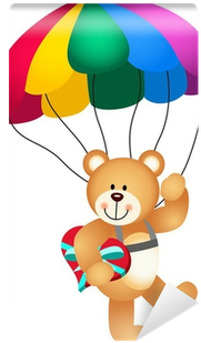 Teddy Bear Parachute Holding Heart Wall Mural • Pixers® - Miś Na Spadochronie (400x400)
