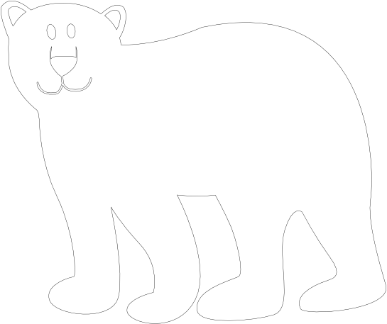 Bear Animal Black White Line Teddy Bear Animal 555px - Clip Art (555x555)