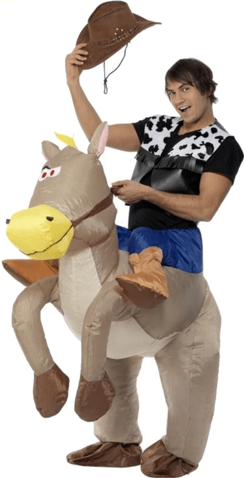 Adult Ride 'em Cowboy Inflatable Costume - Wild West Fancy Dress (600x951)