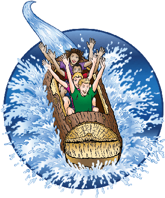 Log Flume Water Ride - Water Ride Clipart (332x399)