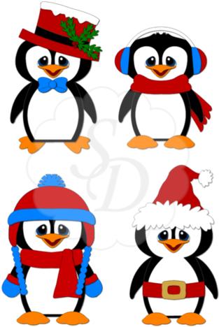 Christmas Penguins - Free Christmas Card Svg Penguin (480x480)