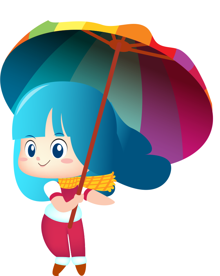 Girl Holding An Umbrella - Cartoon (758x947)