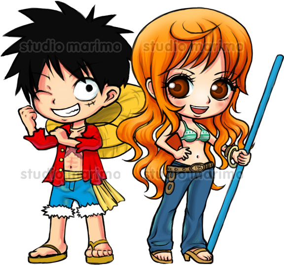 Luffy And Nami - Nami (624x567)