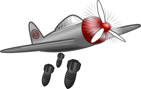 Bombing Plane Clipart 2 By Todd - Plane Dropping Bombs Clipart (600x378)