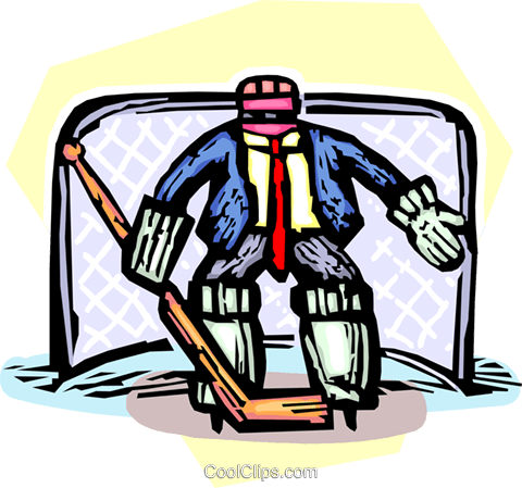 Man In Nets With Goalie Equipment Royalty Free Vector - Man In Nets With Goalie Equipment Royalty Free Vector (480x449)