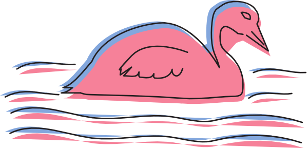 Blue And Pink Swimming Duck Art Clip Art At Clker - น้ำ สีชมพู Png (600x288)