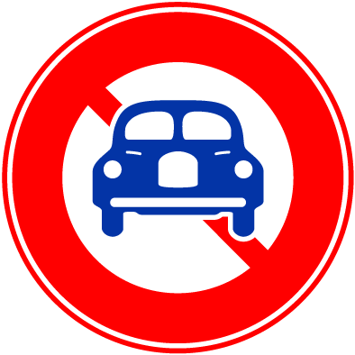 Road Closed To Vehicles Other Than 2-wheel Vehicles - Panneau Limitation Vitesse 70 (394x394)