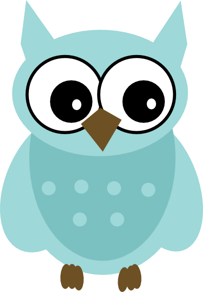 Blue Owl Clipart - Baby Owl Clip Art (414x594)