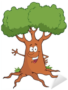 Happy Cartoon Tree Character Waving A Greeting Sticker - My Alphabet Story Book (400x400)