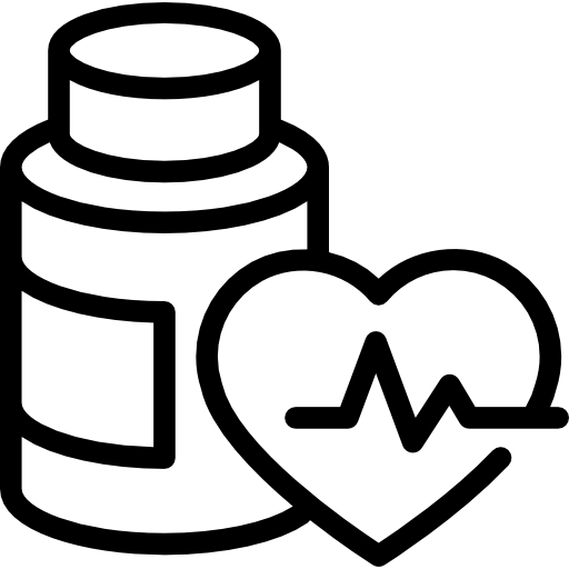 Medication Bottle Outline And Heart With Life Line - Medication Icon Png (512x512)
